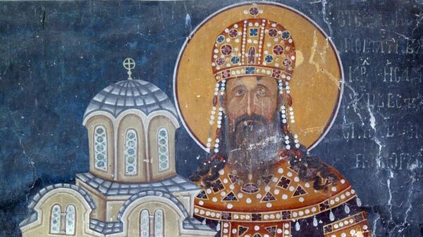 Краљ Милутин, фреска у Краљевој цркви у Студеници - Sputnik Србија