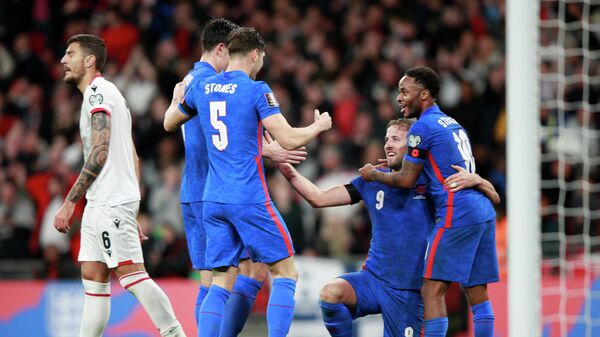 Fudbaleri Engleske se raduju protiv Albanije u kvalifikacijama za Svetsko prvenstvo - Sputnik Srbija