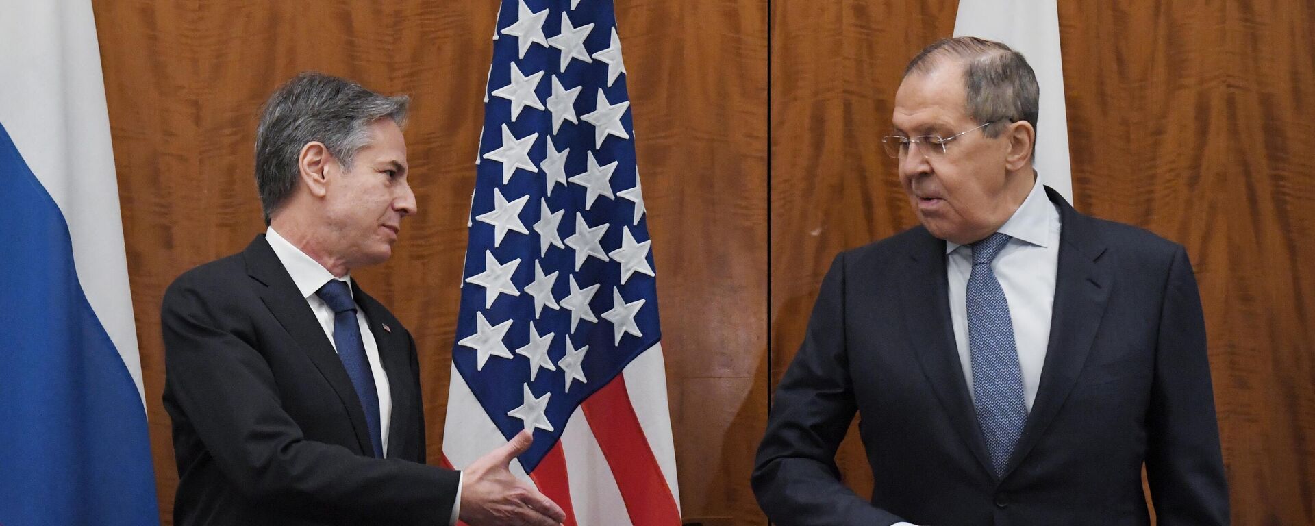 Ministar spoljnih poslova Rusije Sergej Lavrov na sastanku sa američkim državnim sekretarom Entonijem Blinkenom - Sputnik Srbija, 1920, 21.01.2022