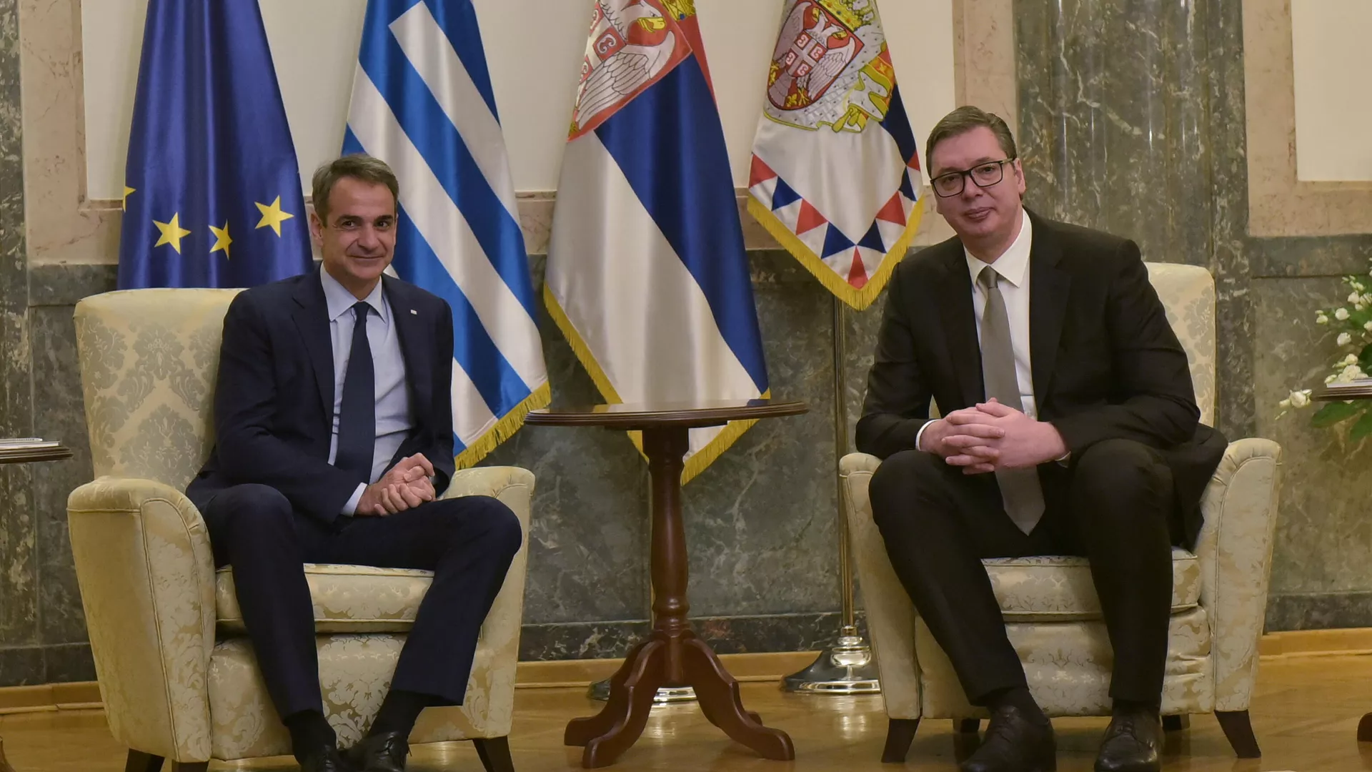 Aleksandar Vučić i Kirjakos Micotakis Aleksandar Vučić i Kirjakos Micotakis - Sputnik Srbija, 1920, 16.02.2022