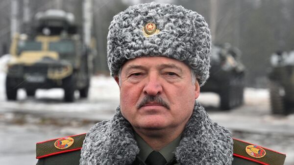 Predsednik Belorusije Aleksandar Lukašenko na beloruskoo-ruskim vojnim vežbama Saveznička odlučnost 2022 - Sputnik Srbija