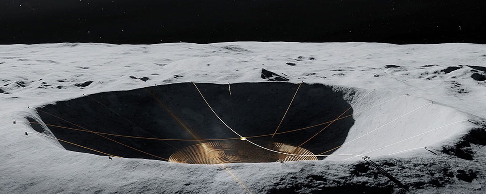 Koncept radio teleskopa lunarnog kratera na suprotnoj strani Meseca - Sputnik Srbija, 1920, 24.02.2022