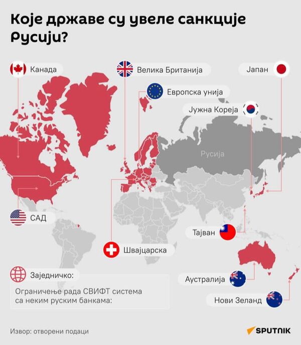 Koje države su uvele sankcije Rusiji - infografika - Sputnik Srbija