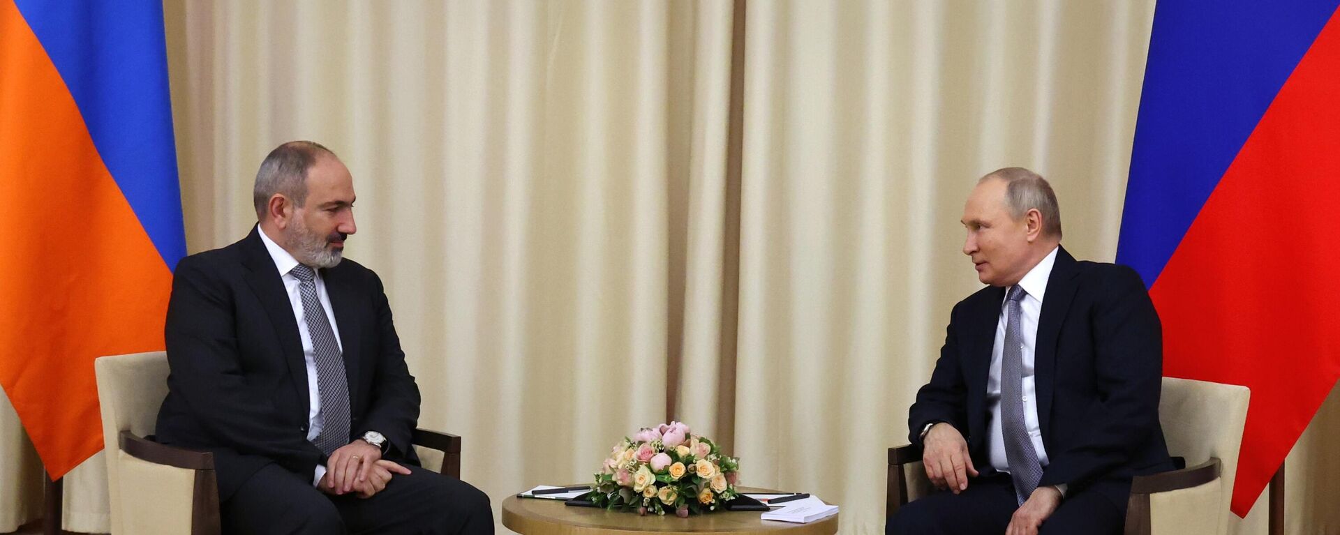 Ruski predsednik Vladimir Putin i jermenski premijer Nikol Pašinjan - Sputnik Srbija, 1920, 19.04.2022