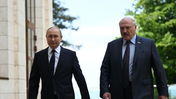 Pregovori predsednika Rusije i Belorusije, Vladimira Putina i Aleksandra Lukašenka u Sočiju - Sputnik Srbija