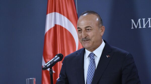  Ministar spoljnih poslova Turske Mevlut Čavušoglu tokom obraćanja medijima - Sputnik Srbija