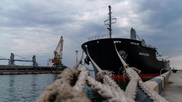 Теретни брод са пшеницом укотвљен у луци у Одеси - Sputnik Србија