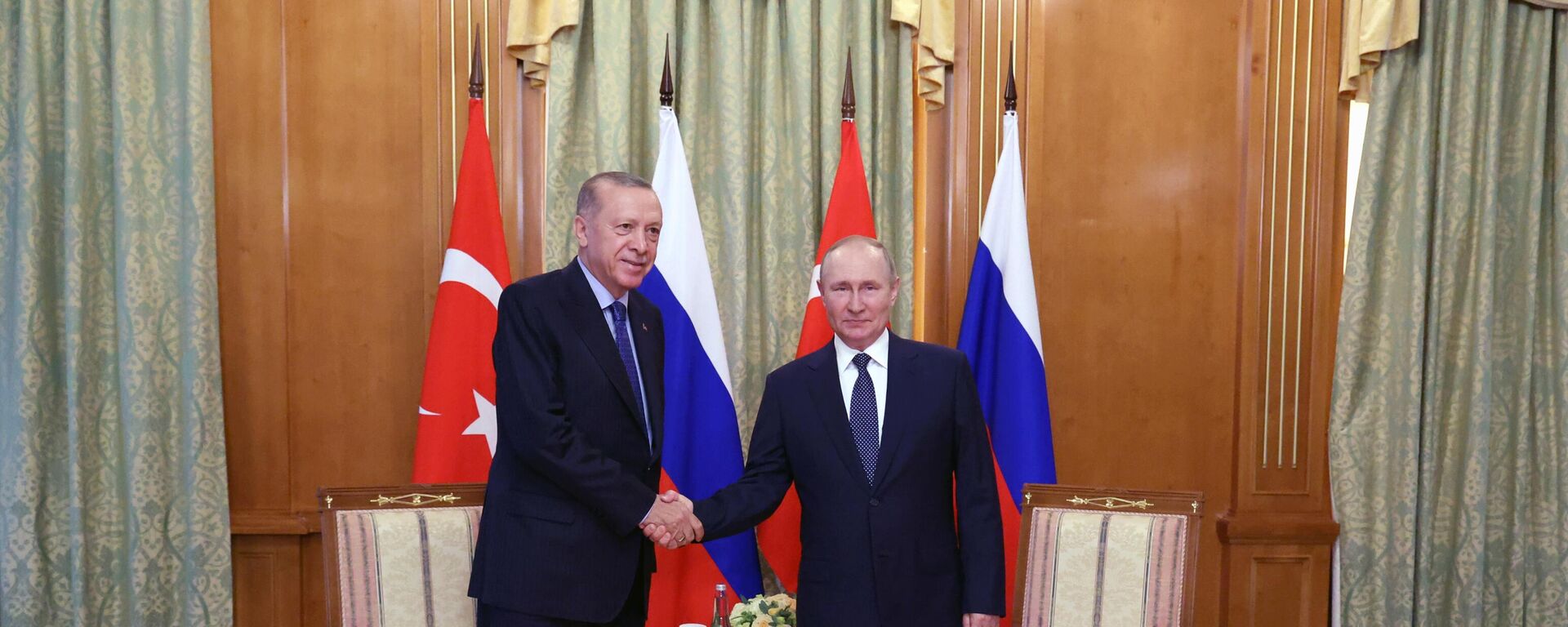 Председници Турске и Русије, Реџеп Тајип Ердоган и Владимир Путин - Sputnik Србија, 1920, 24.06.2023