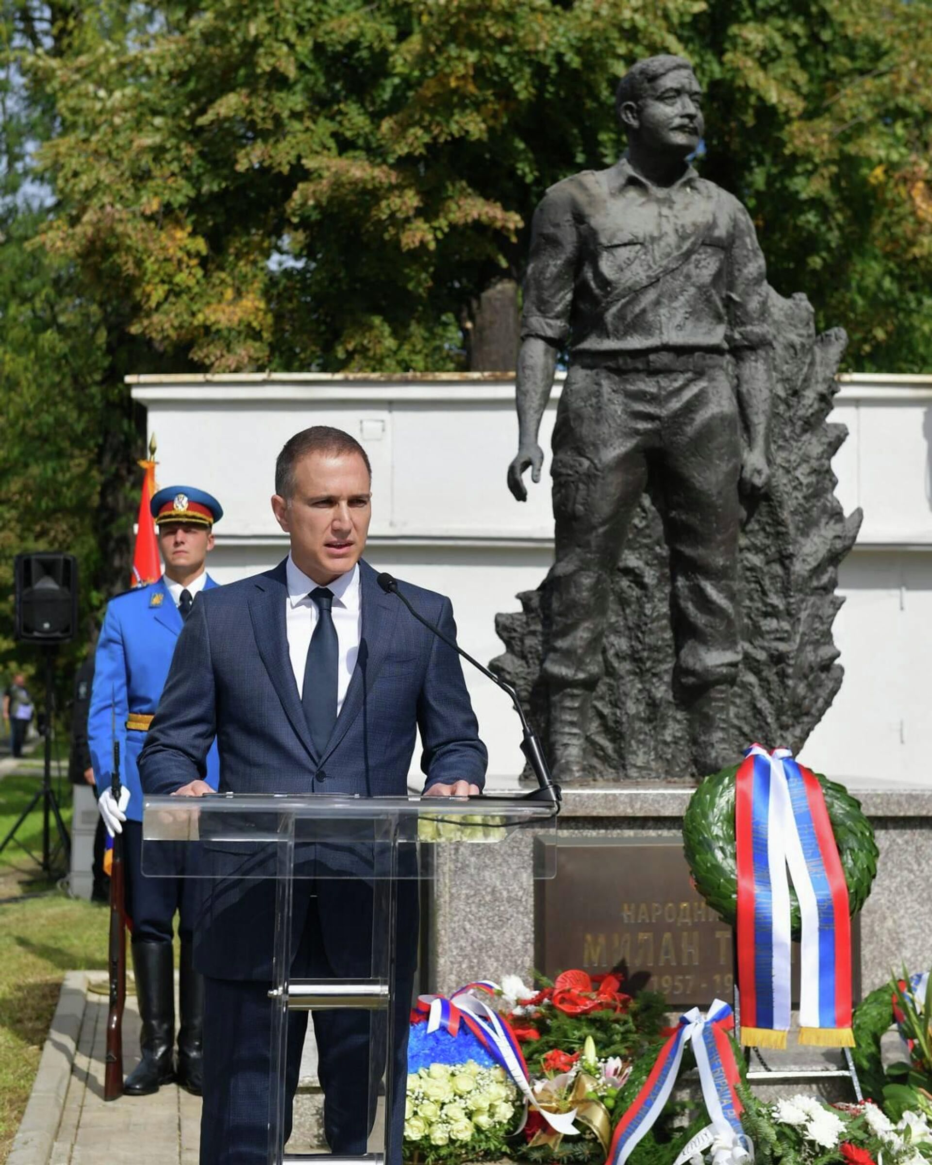 Министар Стефановић положио венац поводом годишњице смрти мајора Милана Тепића - Sputnik Србија, 1920, 29.09.2022