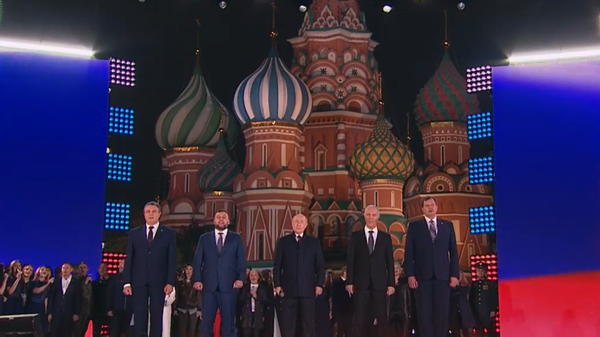 Predsednik Rusije Vladimir Putin sa liderima DNR, LNR, Zaporoške i Hersonske oblasti - Sputnik Srbija