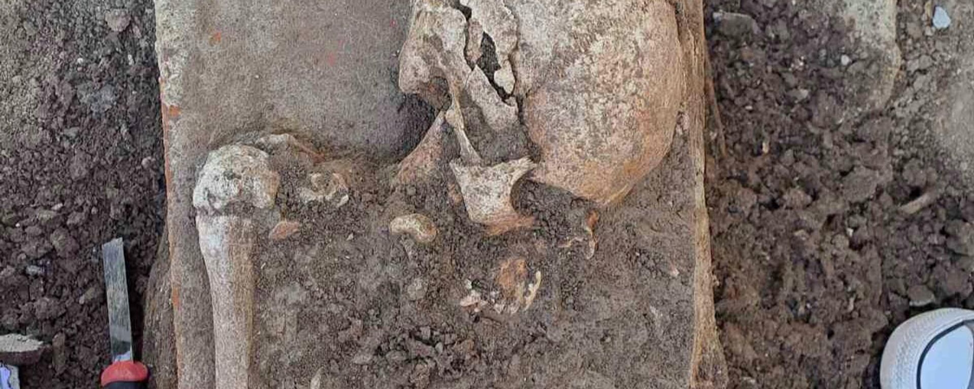 Skelet sa veštački deformisanom lobanjom, ovo je dokaz da je u Naisusu živela i pripadnica germanskog plemena Gepidi, naroda koji je pre primanja hrišćanstva upražnjavao taj običaj. - Sputnik Srbija, 1920, 18.10.2022