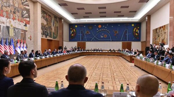 Privredna delegacija Vlade SAD na sastanku sa predsednikom Aleksandrom Vučićem - Sputnik Srbija