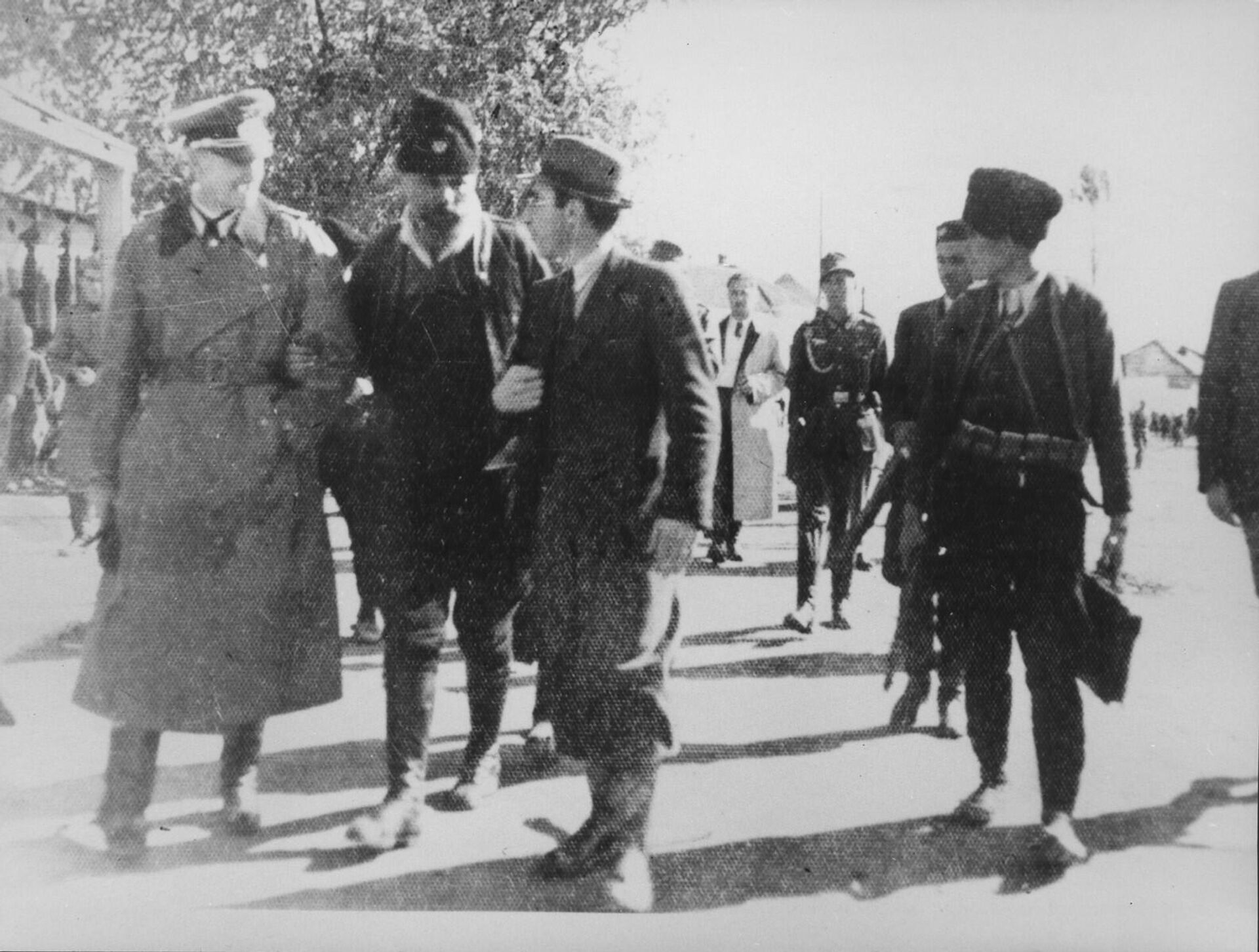 Џафер Дева (са шеширом) и Коста Пећанац у разговору са немачким официром 1941. године код Подујева - Sputnik Србија, 1920, 05.01.2023