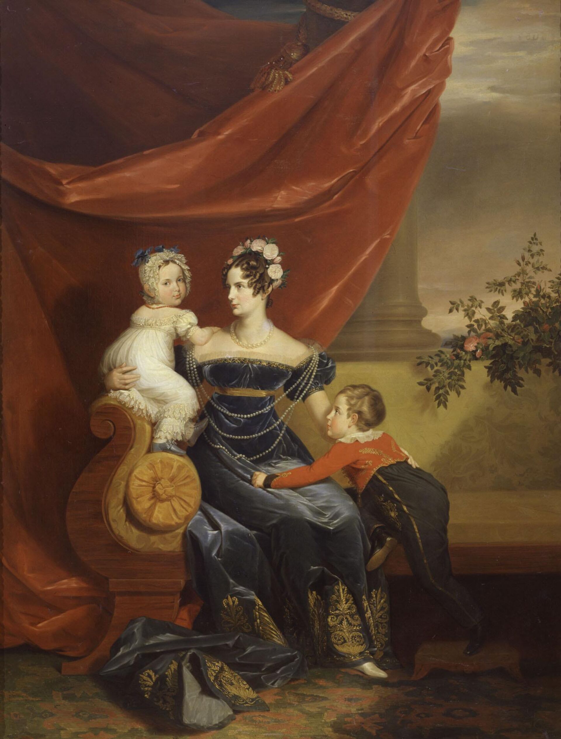 Александра Фјодоровна са старијом децом Александром и Маријом, 1820. година - Sputnik Србија, 1920, 04.01.2023