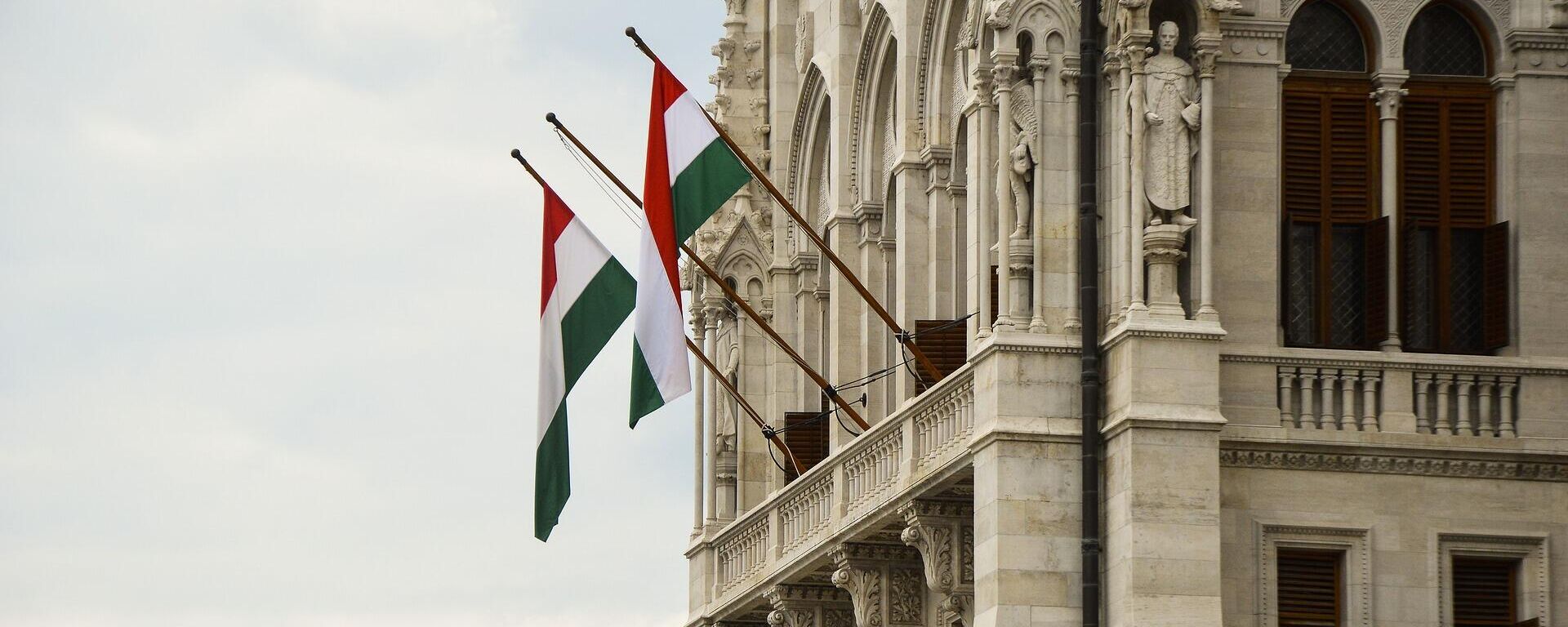 Мађарске заставе на згради парламента - Sputnik Србија, 1920, 15.11.2023