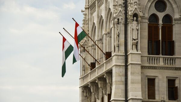 Mađarske zastave na zgradi parlamenta - Sputnik Srbija