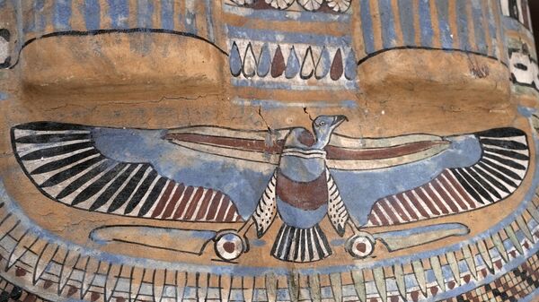 Осликани део саркофага пронађеног у фараонској некрополи код Каира. - Sputnik Србија