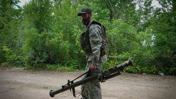 Ukrajinski vojnik sa protivvazdušnim raketnim sistemom Stinger  - Sputnik Srbija