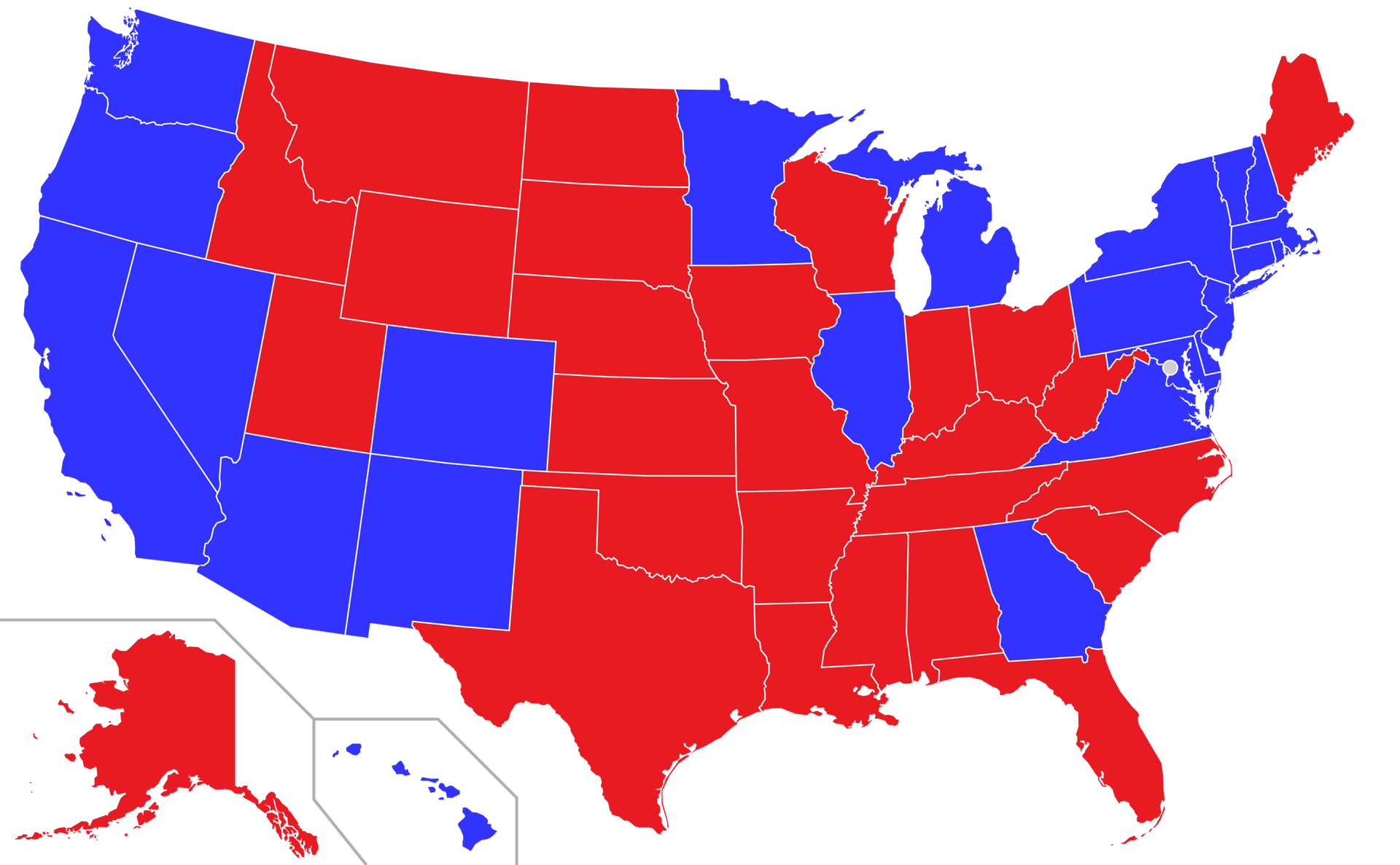 Мапа црвени-републиканских и плавих-демократских савезних држава САД на основу избора за Сенат одржаних 2022. године - Sputnik Србија, 1920, 06.07.2023