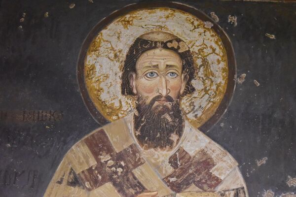 Копија фреске из манастира Милешеве на којој је представљен Свети Сава. - Sputnik Србија