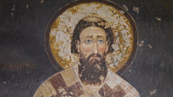Kopija freske iz manastira Mileševe na kojoj je predstavljen Sveti Sava  - Sputnik Srbija