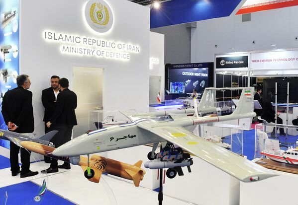 Ирански дрон на изложби у оквиру Међународног војно-техничког форума „Армија-2023“. - Sputnik Србија