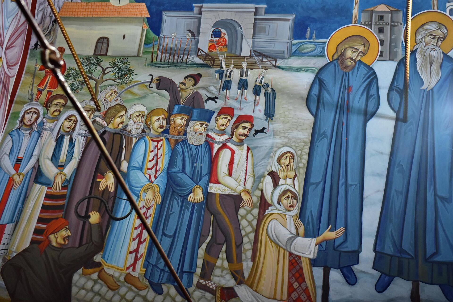 Stradanje srpskog življa pod Turcima oslikano na fresci Trnavski mučenici 
 - Sputnik Srbija, 1920, 17.08.2023