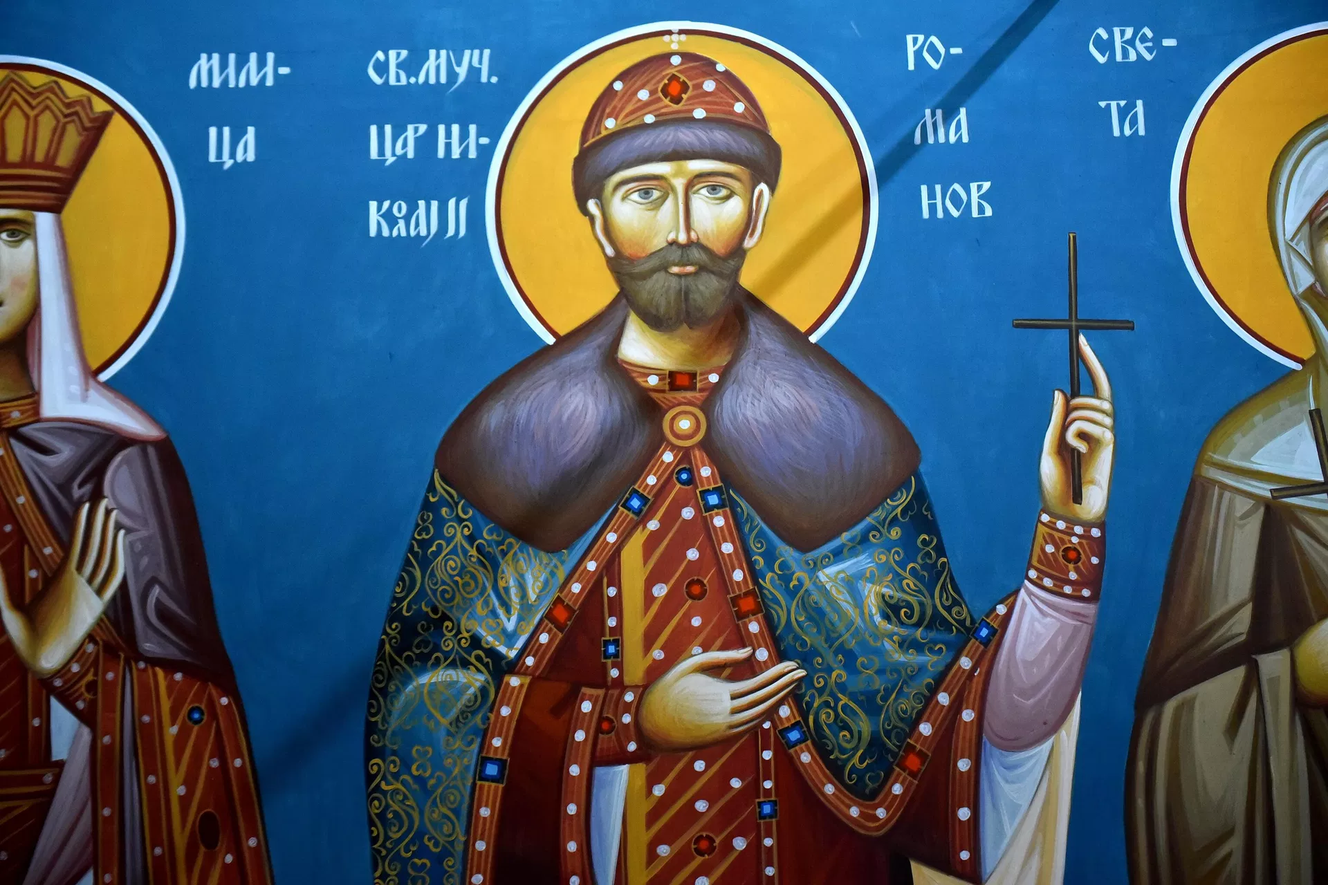 Свети мученик Николај Други Романов осликан у унутрашњости цркве посвећене Усековању главе Светог Јована у Каони
Свети мученик Николај Други Романов осликан у унутрашњости цркве посвећене Усековању главе Светог Јована у Каони
- Sputnik Србија, 1920, 17.08.2023