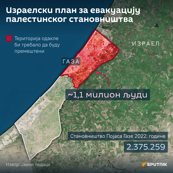 Израелски план за евакуацију палестинског становништва    КИР ДЕСК - Sputnik Србија