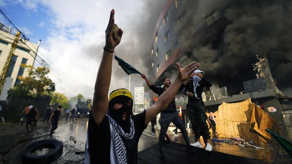 Protest u Libanu u znak podrške Palestincima u Pojasu Gaze - Sputnik Srbija