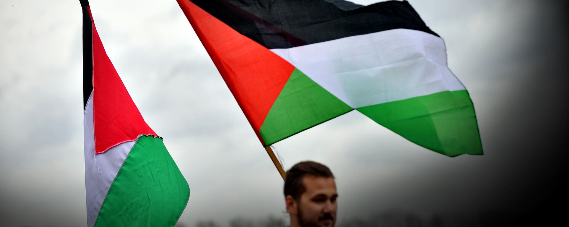 Палестинске заставе на скупу подршке Палестини - Sputnik Србија, 1920, 21.09.2025