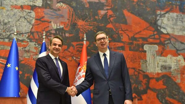 Grčki premijer Kirijakos Micotakis i Aleksandar Vučić - Sputnik Srbija
