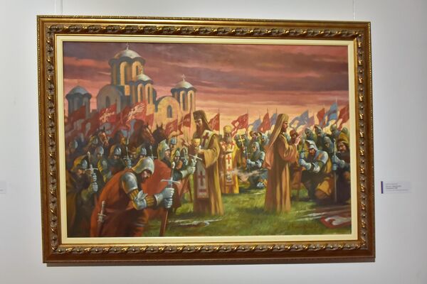  Pričest pred Kosovo: Samodreža 1389.( rad NebojšeĐuranovića) U Samodreži se po predanju pričestila vojska na čelu sa svetim Knezom Lazarom pred boj na Kosovu - Sputnik Srbija