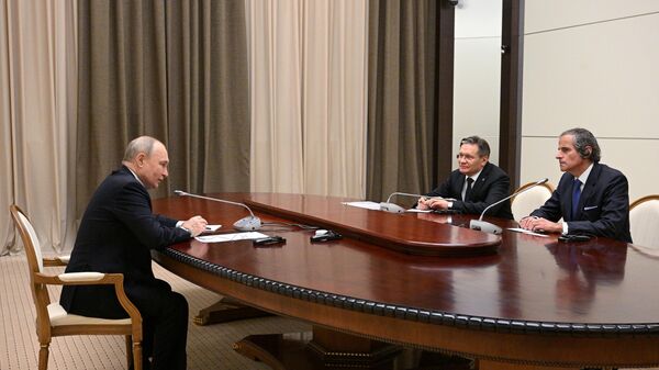 Председник Русије Владимир Путин на састанку са директором ИАЕА Рафаелом Гросијем  - Sputnik Србија