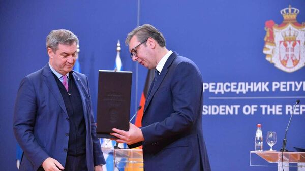 Predsednik Republike Srbije Aleksandar Vučić i predsednik Vlade Bavarske Markus Zeder - Sputnik Srbija