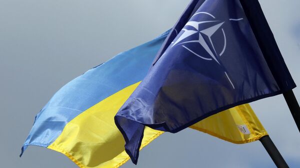 Zastave Ukrajine i NATO-a - Sputnik Srbija