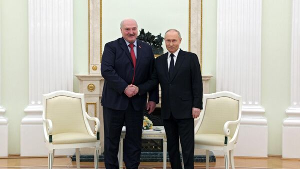 Predsednici Belorusije i Rusije, Aleksandar Lukašenko i Vladimir Putin  - Sputnik Srbija