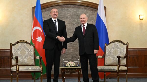 Ruski predsednik Vladimir Putin na sastanku sa predsednikom Azerbejdžana Ilhamom Alijevom - Sputnik Srbija