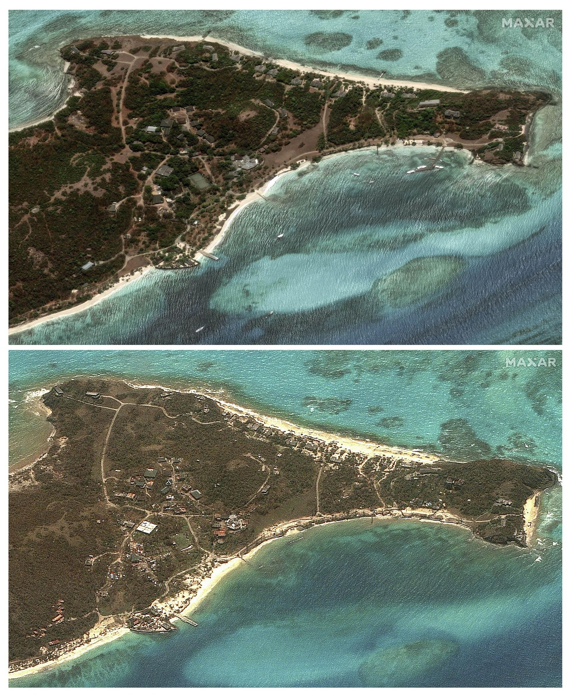 Сателитски снимак острва пре и после удара урагана - Sputnik Србија, 1920, 03.07.2024