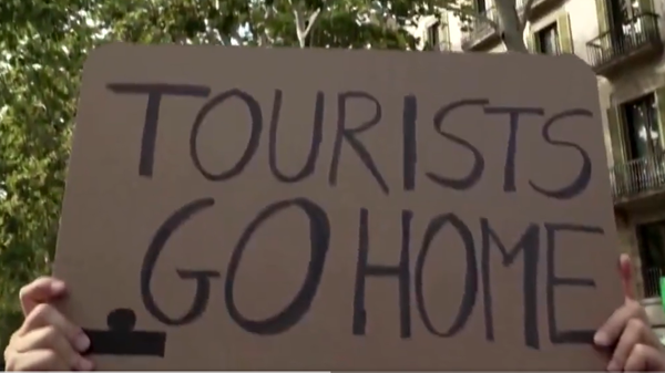 Transparent sa protesta u Barseloni - Sputnik Srbija