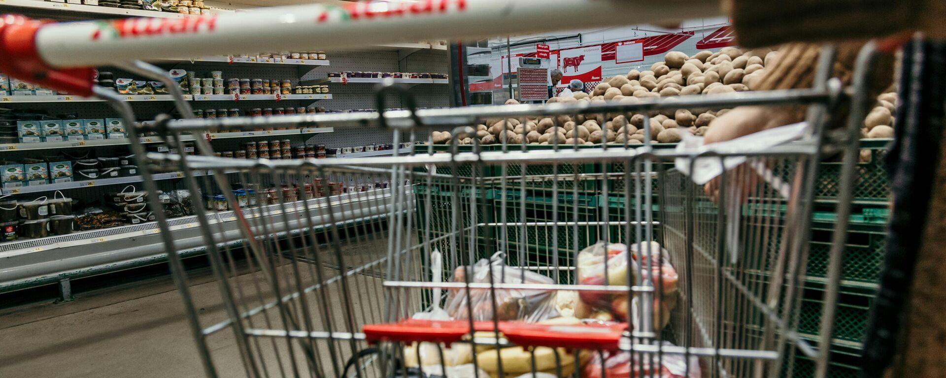 Korpa sa namirnicama u supermarketu - Sputnik Srbija, 1920, 20.09.2025