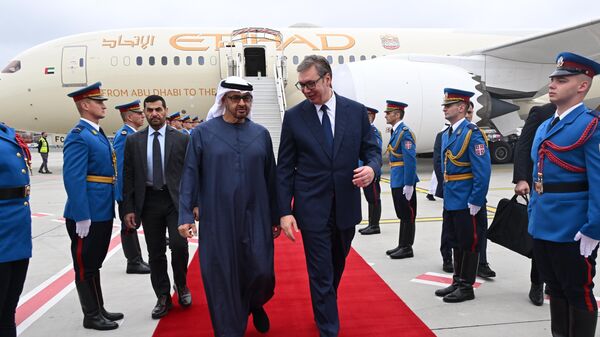 Predsednik Srbije Aleksandar Vučić i predsednik Ujedinjenih Arapskih Emirata (UAE) Mohamed bin Zajed al Nahjan  - Sputnik Srbija