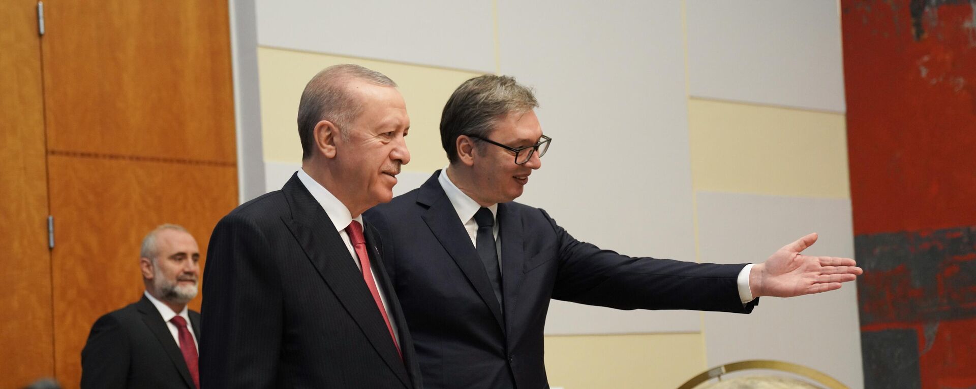 Redžep Tajip Erdogan i Aleksandar Vučić. - Sputnik Srbija, 1920, 11.10.2024