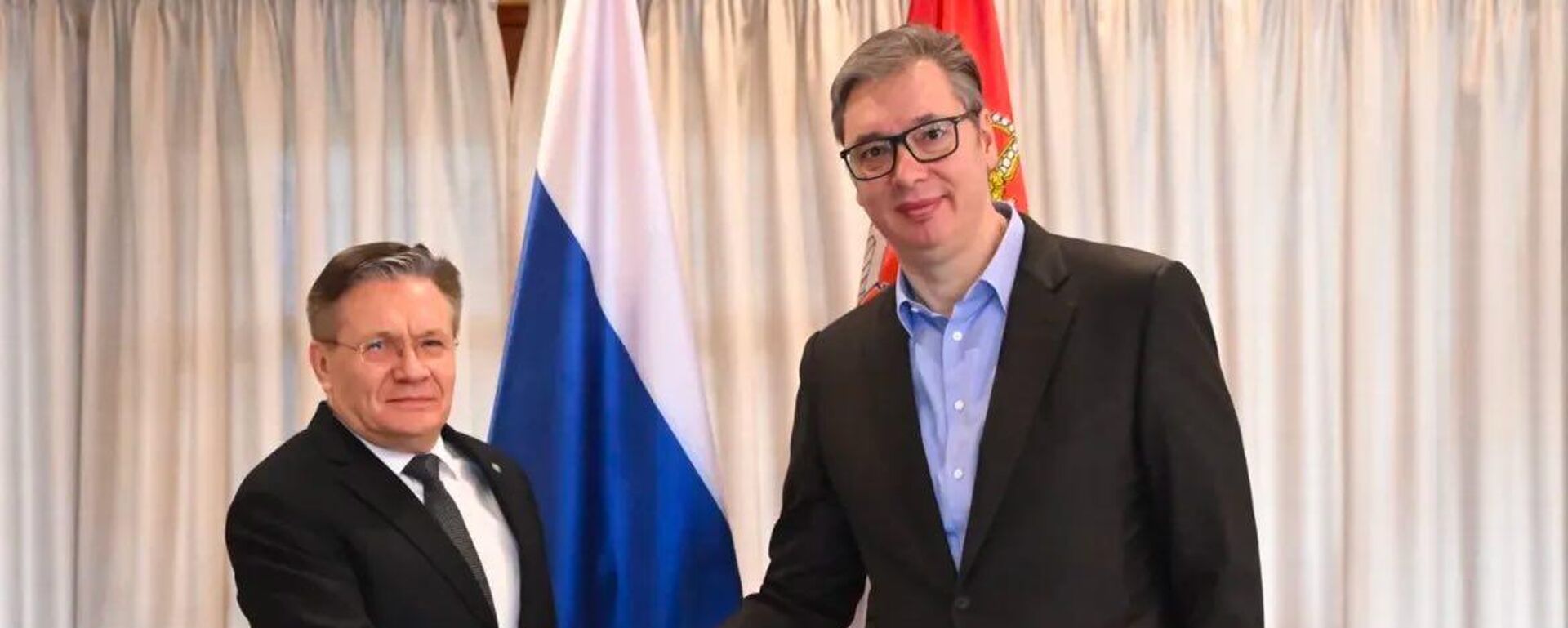 Aleksandar Vučić i generalni direktor Rosatoma Aleksej Lihačov - Sputnik Srbija, 1920, 13.02.2025