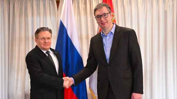 Aleksandar Vučić i generalni direktor Rosatoma Aleksej Lihačov - Sputnik Srbija