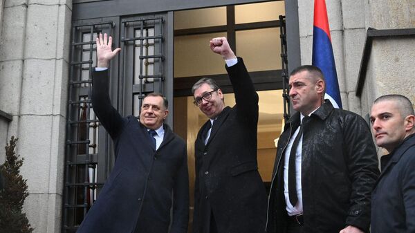 Predsednik Srbije Aleksandar Vučić i predsednik Republike Srpske Milorad Dodik - Sputnik Srbija