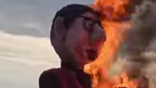 Zapaljena lutka sa likom predsednika Srbije Aleksandra Vučića - Sputnik Srbija