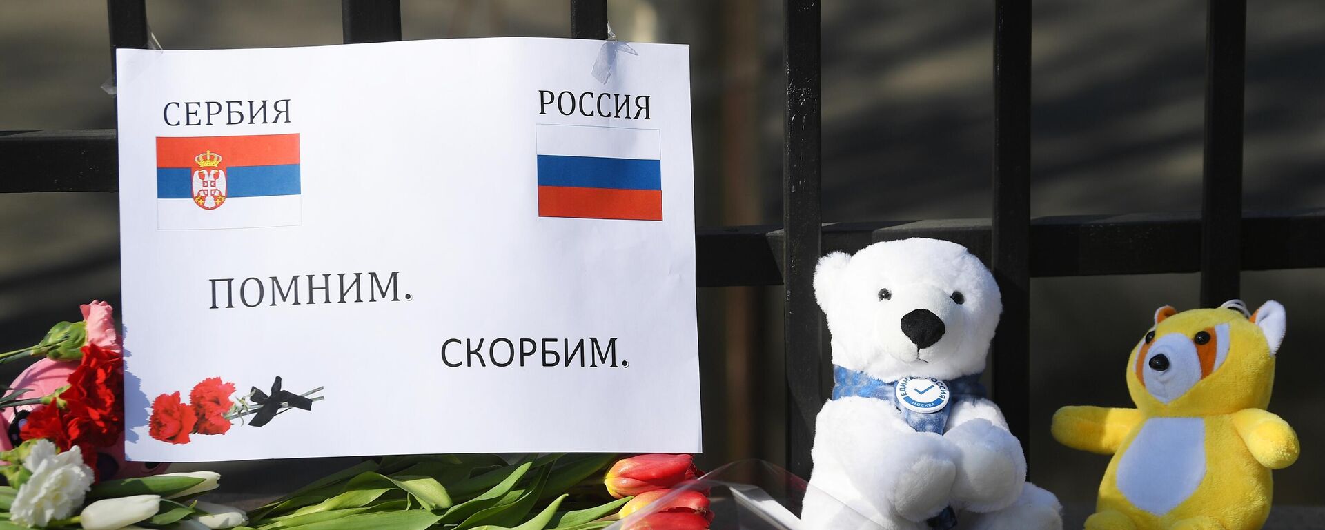Cveće ispred ambasade Srbije u Moskvi  - Sputnik Srbija, 1920, 24.03.2025