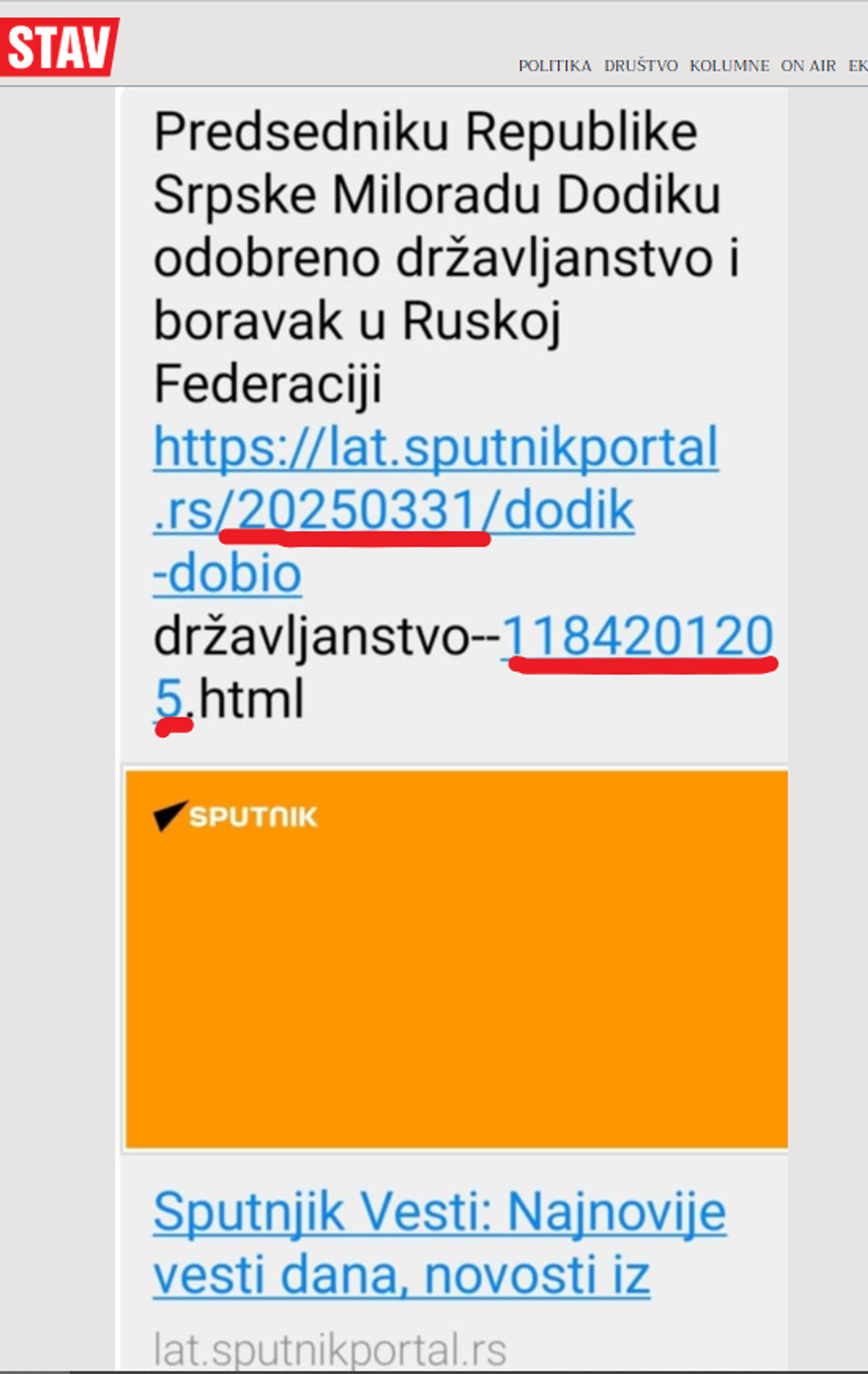 Лажна вест објављена на порталу Став.ба - Sputnik Србија, 1920, 01.04.2025