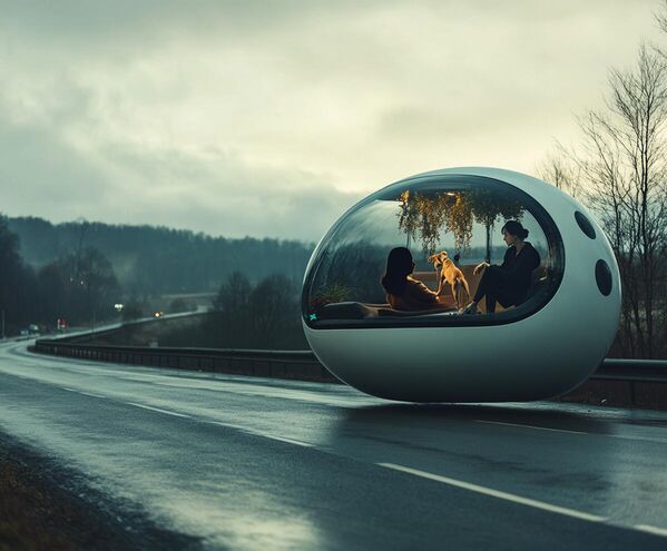 Белоруски левитирајући сферни шатл, који се тихо и глатко креће на висини од 10 цм. Потпуно аутономан систем који развија брзину до 120 км/час, а путницима нуди и услугу ароматерапије. - Sputnik Србија